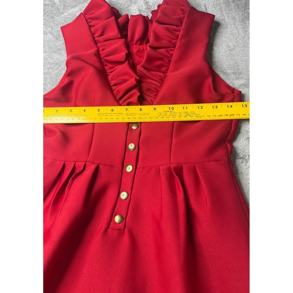 Camilyn Beth Red Ruffle Neck Party Dress Sleeveless Fit & Flare Size 0 - Picture 7 of 8